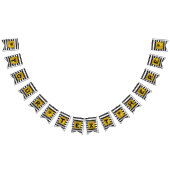 テキストはこちら金ゴールド、白黒ストライプ文字 バンティングフラッグ (全)