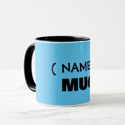 テキストはこちら、カスタマイズ可能なマグカップ マグカップ (正面左)