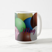 テキストまたは名前のジオメトリ球 コーヒーマグカップ (正面右)