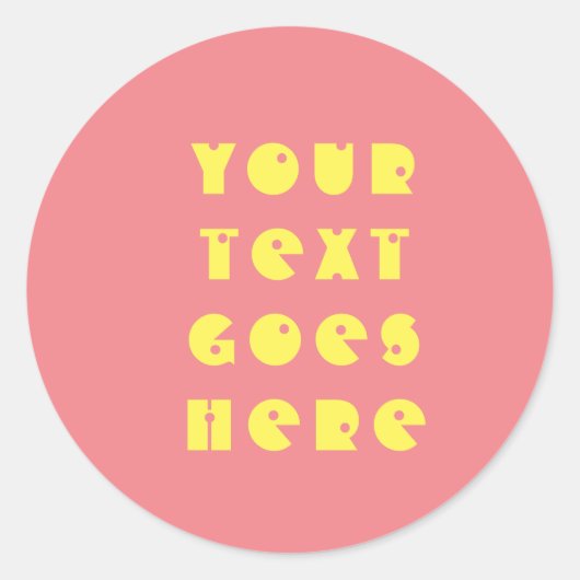 テキストをここに個人的な黒い黄色で貼る ラウンドシール (正面)