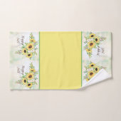 テキストをカスタマイズできるひまわりブーケ バスタオルセット (ハンドタオル)