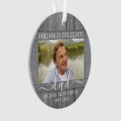 テキストを写真にメモリアル　シンプル　グレー　フェイクウッド オーナメント (正面)