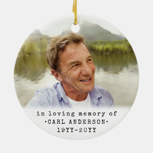 テキストを写真にメモリアル　シンプル　モノクロ セラミックオーナメント (裏面)