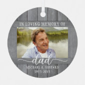 テキストを写真に簡単な灰色の偽の木のメモリアルにする。 メタルオーナメント (正面)