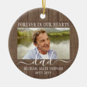 テキストを写真に 記念 シンプル ラスティック 偽の木 セラミックオーナメント (正面)