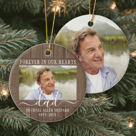 テキストを写真に - 追憶のシンプルなルスティック調 偽木 セラミックオーナメント