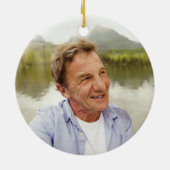 テキストを写真に - 追憶のシンプルなルスティック調 偽木 セラミックオーナメント (裏面)