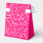 テキストを多言語で表示する感謝していピンクのギフトボックス フェイバーボックス (裏面サイド)