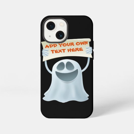 テキストを持つお化け   iPhoneケース (裏面)
