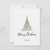 テキストを追加かわいい水色クリスマスツリー サンキューカード (正面)