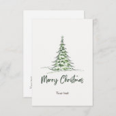 テキストを追加かわいい水色クリスマスツリー サンキューカード (正面/裏面)