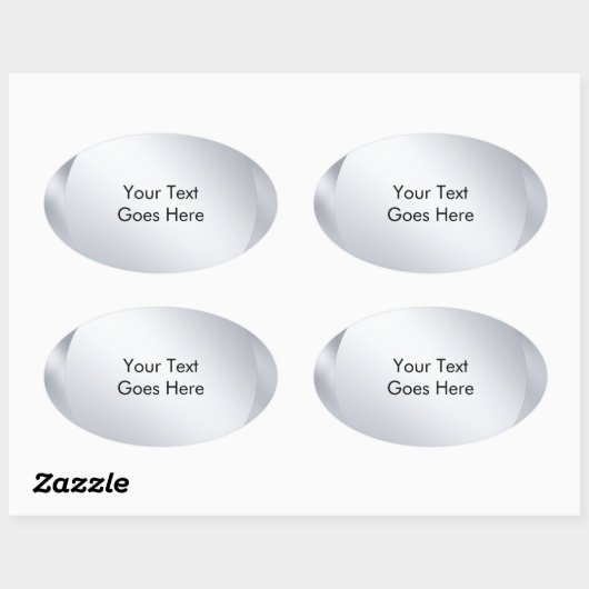 テキストを追加してカスタマイズするメタリックシルバーの外観 楕円形シール (シート)