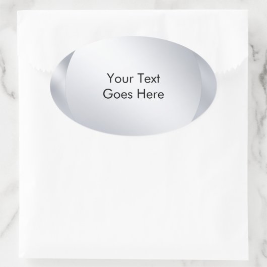 テキストを追加してカスタマイズするメタリックシルバーの外観 楕円形シール (バッグ)