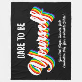 テキストを追加し、レインボー挑戦する自分自身、黒 フリースブランケット (正面)