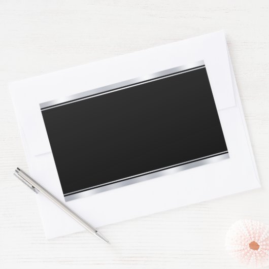 テキストを追加するためのブランクテンプレート 偽のシルバー ブラック 長方形シール (封筒)