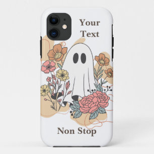 テキストを追加する庭の幽霊に白い漫画 iPhone 11 ケース