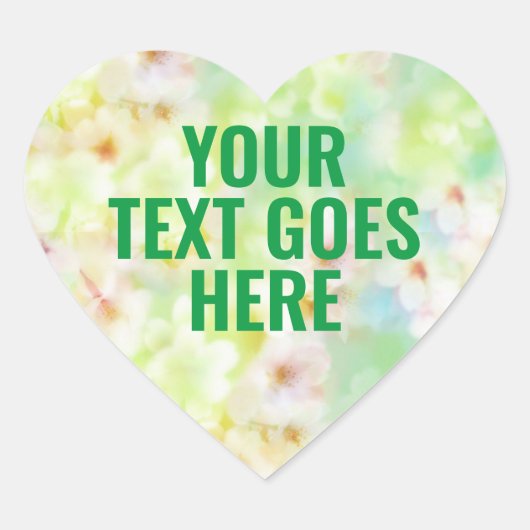 テキストを追加する空白テンプレートの花ステッカー ハートシール (正面)