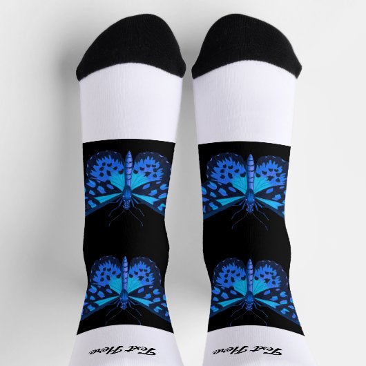 テキストを追加する美しい蝶プリントされた男性女性 ソックス (上部)