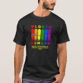 テキストを追加する、我々は全ての人間LGBTレインボーブラック Tシャツ (正面)