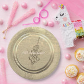 テキストを追加 ゴールド グラジオラス   ペーパープレート (パーティー)