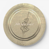 テキストを追加 ゴールド グラジオラス   ペーパープレート (正面)