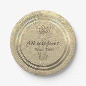 テキストを追加 ゴールド ダッフォディル 3月 紙皿 (正面)