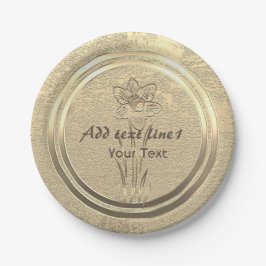 テキストを追加 ゴールド ダッフォディル 3月 紙皿