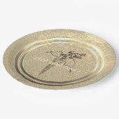 テキストを追加 ゴールド リリー・オブ・ザ・バレー 紙皿 (アングル)