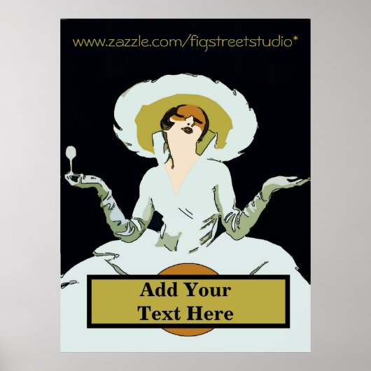 テキストを追加 ヴィンテージスタイルの女性、看板 ポスター (正面)