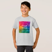 テキストを追加 写真をアップロード ユース キッズ ボーイズ 半袖 Tシャツ (正面フル)