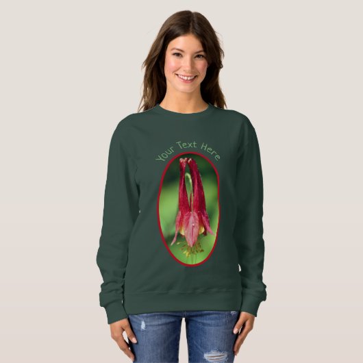 テキストオダマキ(植物)の花パーソナライズされた スウェットシャツ (正面フル)