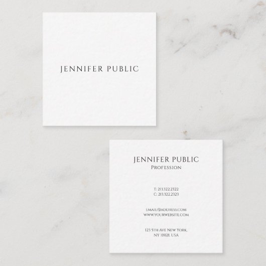 テキストカスタムをここにモダンシンプルテンプレート スクエア名刺 (正面/裏面)