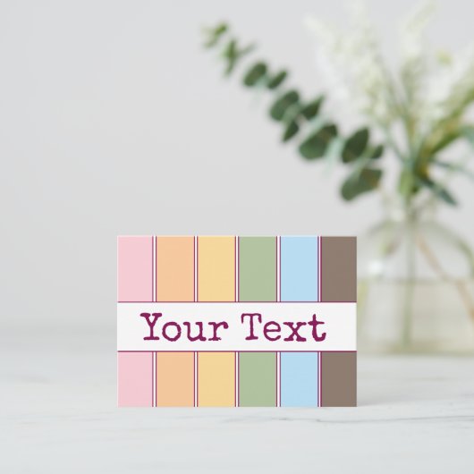 テキストカラフル行付きレインボーノート 名刺 (スタンド正面)