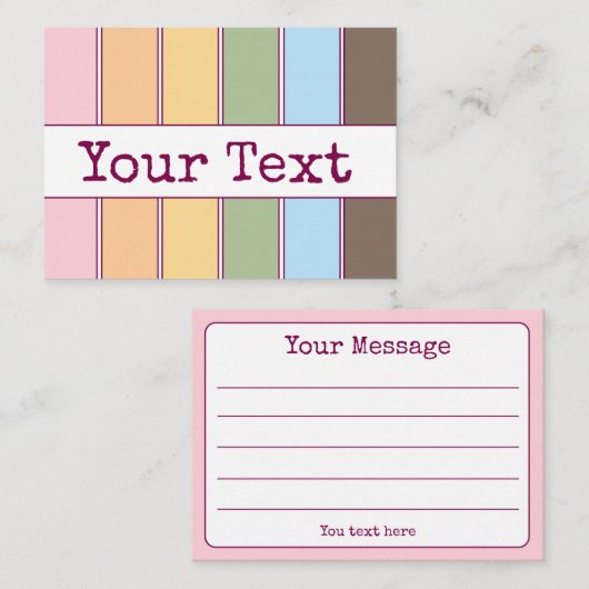 テキストカラフル行付きレインボーノート 名刺 (正面/裏面)