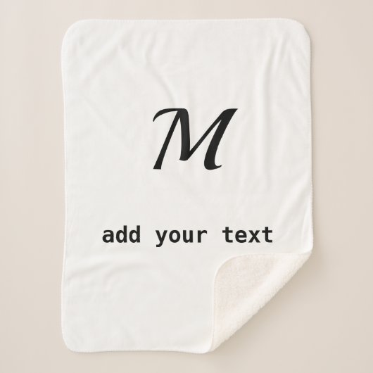テキストシンプルミニマルモノグラムの写真を追加 シェルパブランケット (正面)