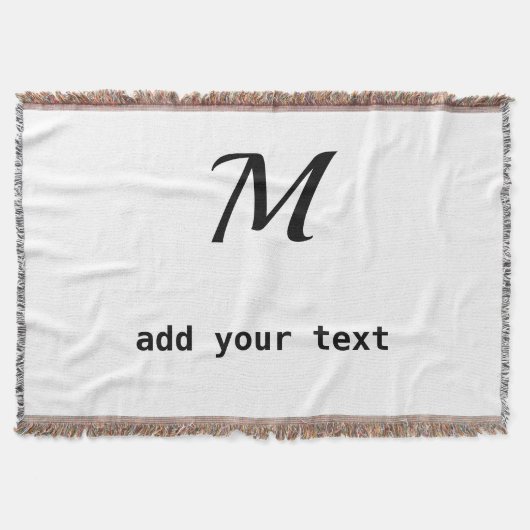 テキストシンプルミニマルモノグラムの写真を追加 スローブランケット (正面)