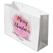 テキストシンプル写真を追加しますミニマル陽気なクリスマス ラージペーパーバッグ (裏面アングル)