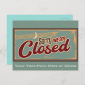 テキストティール（緑がかった色）/Tanヴィンテージ木材店の閉じた看板 ポストカード (正面/裏面)