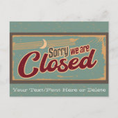 テキストティール（緑がかった色）/Tanヴィンテージ木材店の閉じた看板 ポストカード (正面)