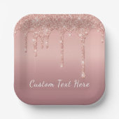 テキストバラ金ゴールド赤面グリッタースパークルドリップ ペーパープレート (正面)