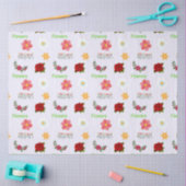 テキストパターンが入った灰色の花 薄葉紙 (クラフト)