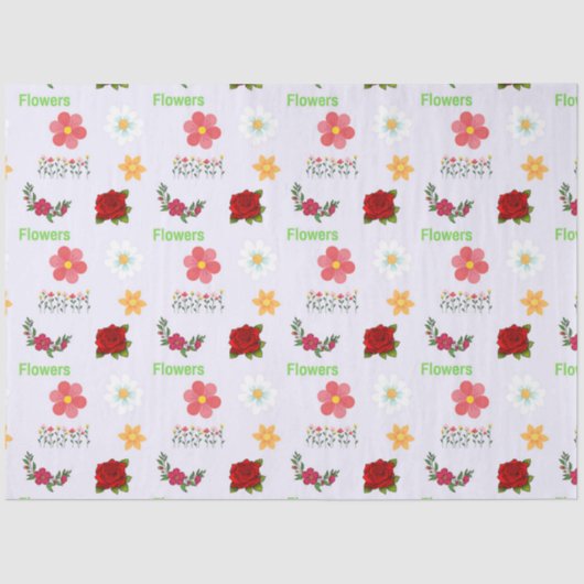 テキストパターンが入った灰色の花 薄葉紙 (正面)