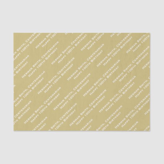 テキストパターン全体のプリント金ゴールド/白 薄葉紙 (正面)