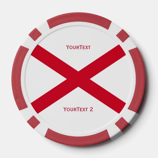 テキストパーソナライズされたアラバマ州旗の表示 ポーカーチップ (裏面)