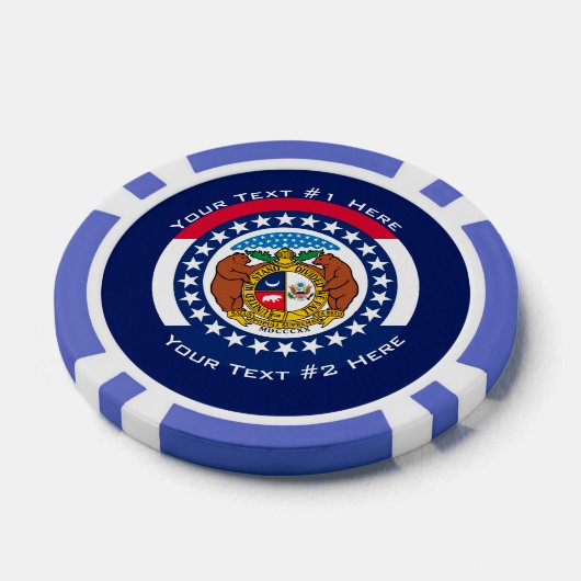 テキストパーソナライズされたミズーリ州旗の表示 ポーカーチップ (シングル)