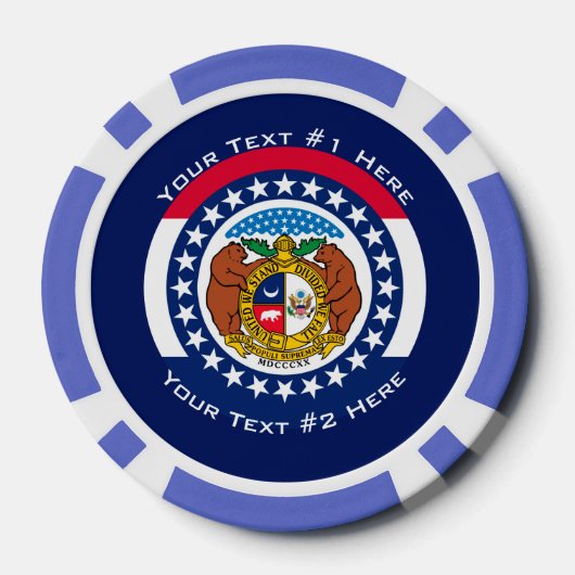 テキストパーソナライズされたミズーリ州旗の表示 ポーカーチップ (裏面)