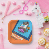 テキストパーティー動物のRhinoプール漫画の追加 ペーパープレート (パーティー)