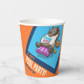 テキストパーティー動物のRhinoプール漫画の追加 紙コップ (正面)