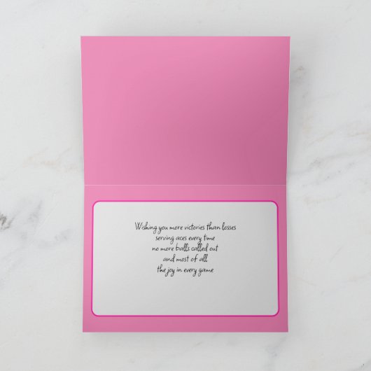 テキスト🎾ピンクのエクレアなテニス🎾誕生日カード 😍 サンキューカード (内部)