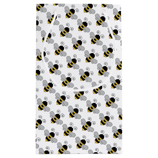 テキストブロックを持つ蜂の蜂蜜の蜂 スモールペーパーバッグ (裏面)